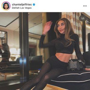 Fashion Nova Lead By Example Rhinestone Set - Black